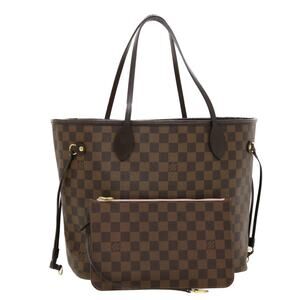 LOUIS VUITTON Damier Ebene Rose Valerine Neverfull MM Totebag N41603
